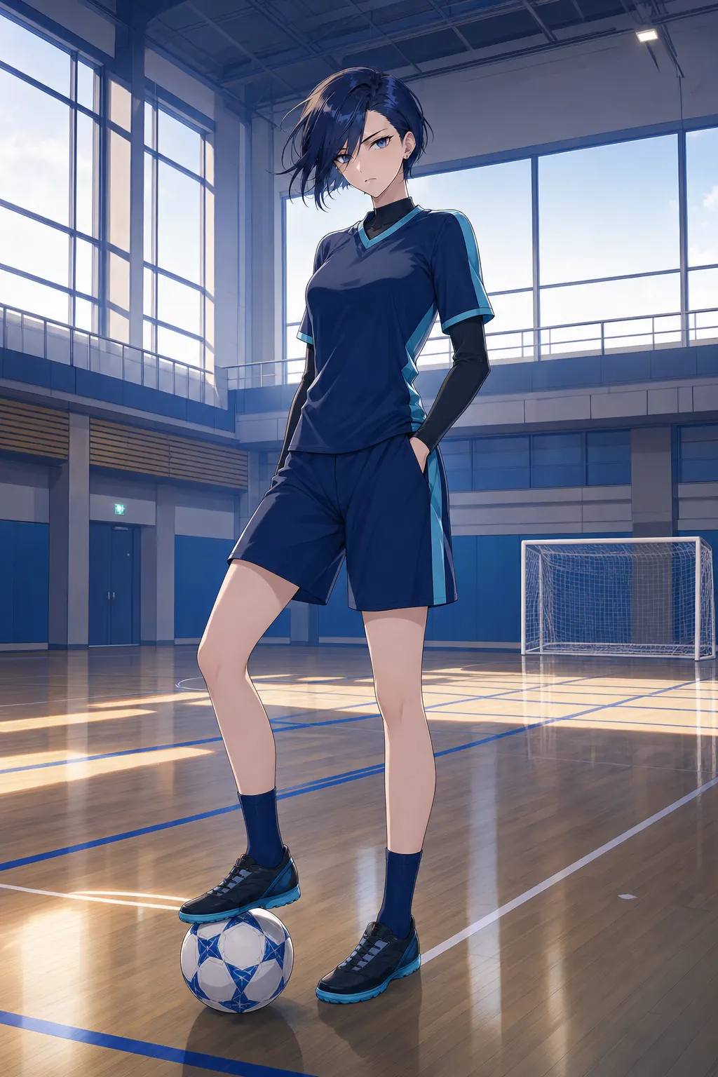 水城 零「ネイビーフットサル」のアニメファッションイラスト