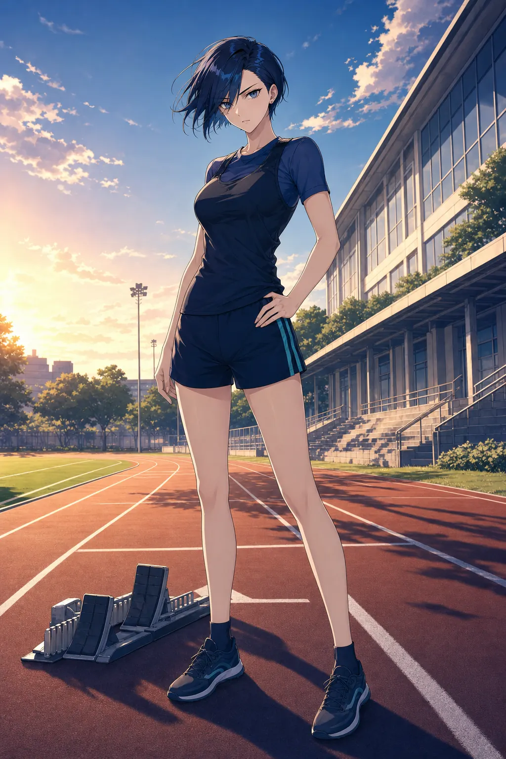 水城 零「ネイビースプリント」のアニメファッションイラスト