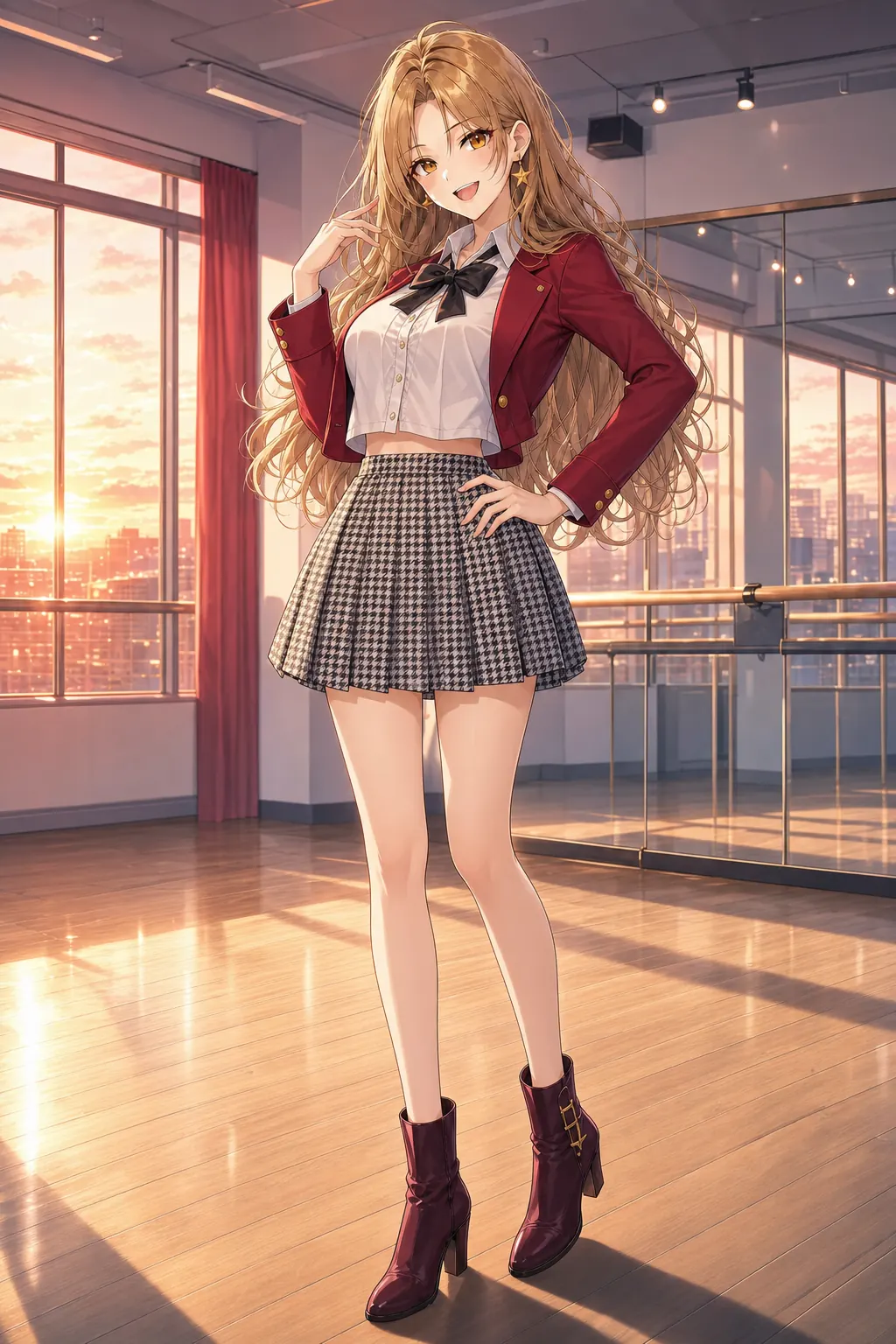 神崎 莉香「ルビーダンススタジオ」のアニメファッションイラスト
